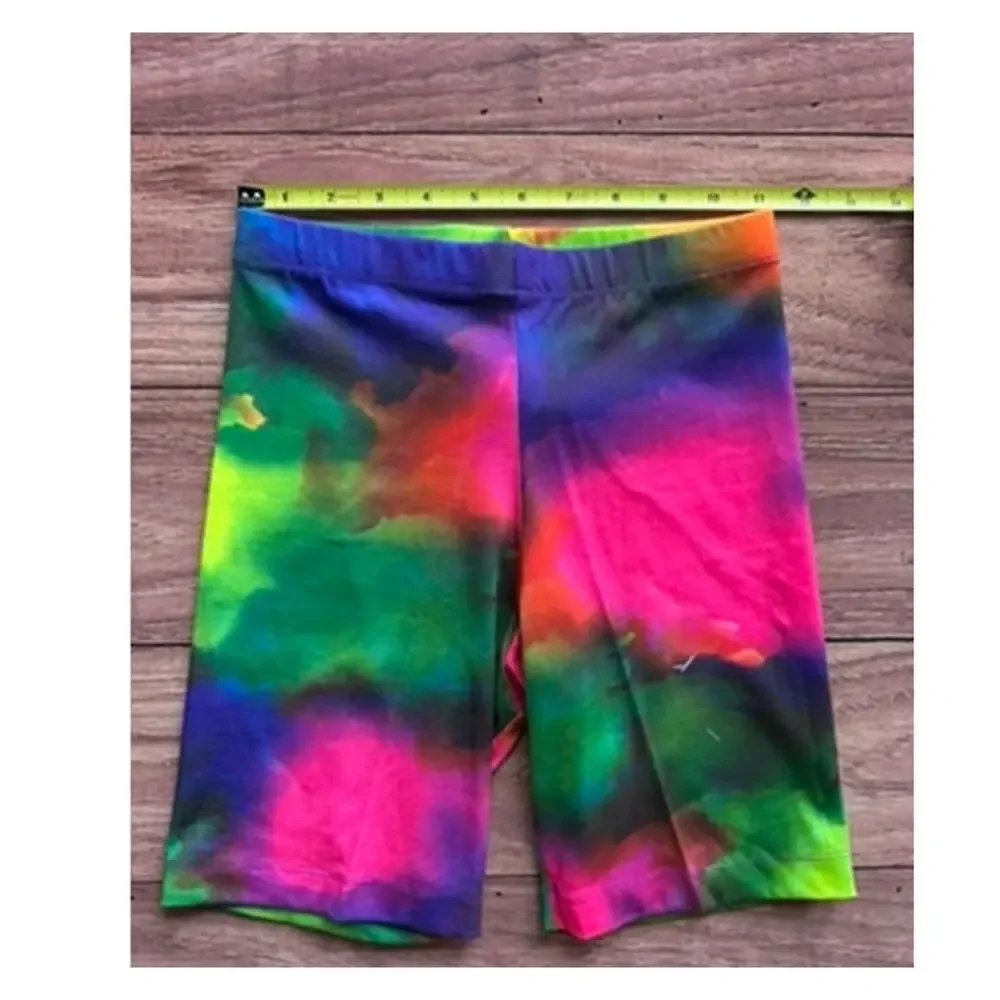 Vintage 80s 90s Goobeez Neon Splash Bike Shorts Cotton Spandex Medium
